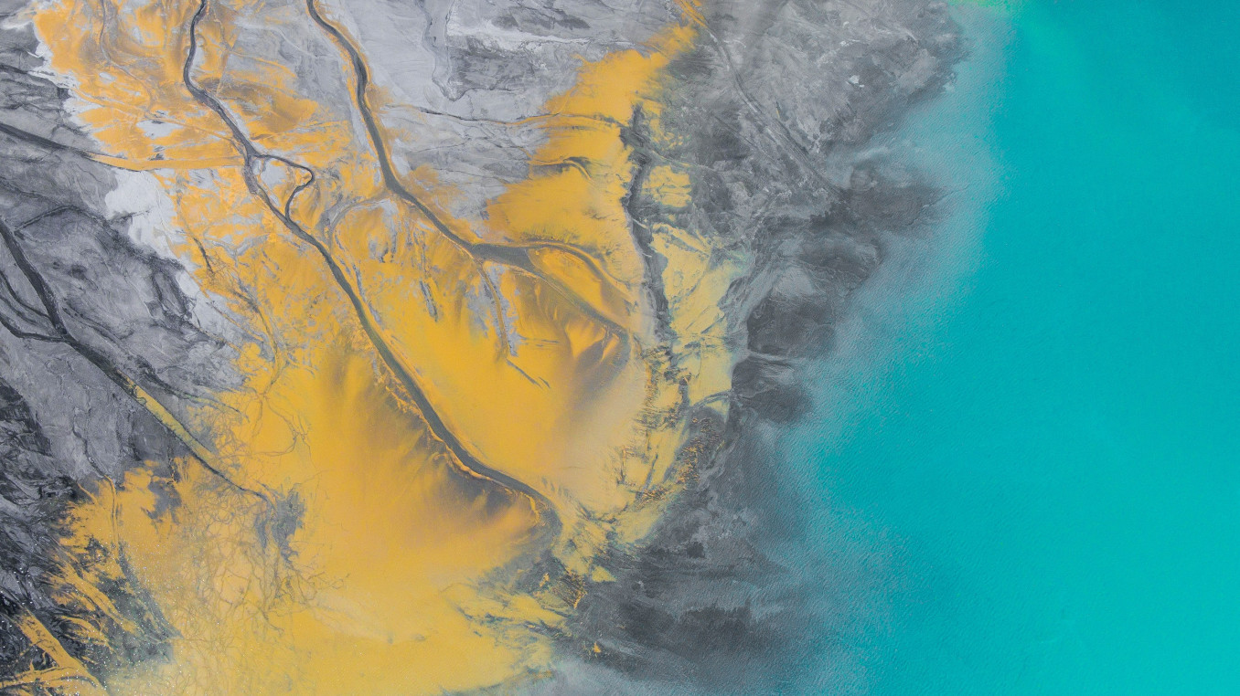 An aerial view of a lake in Poland. 