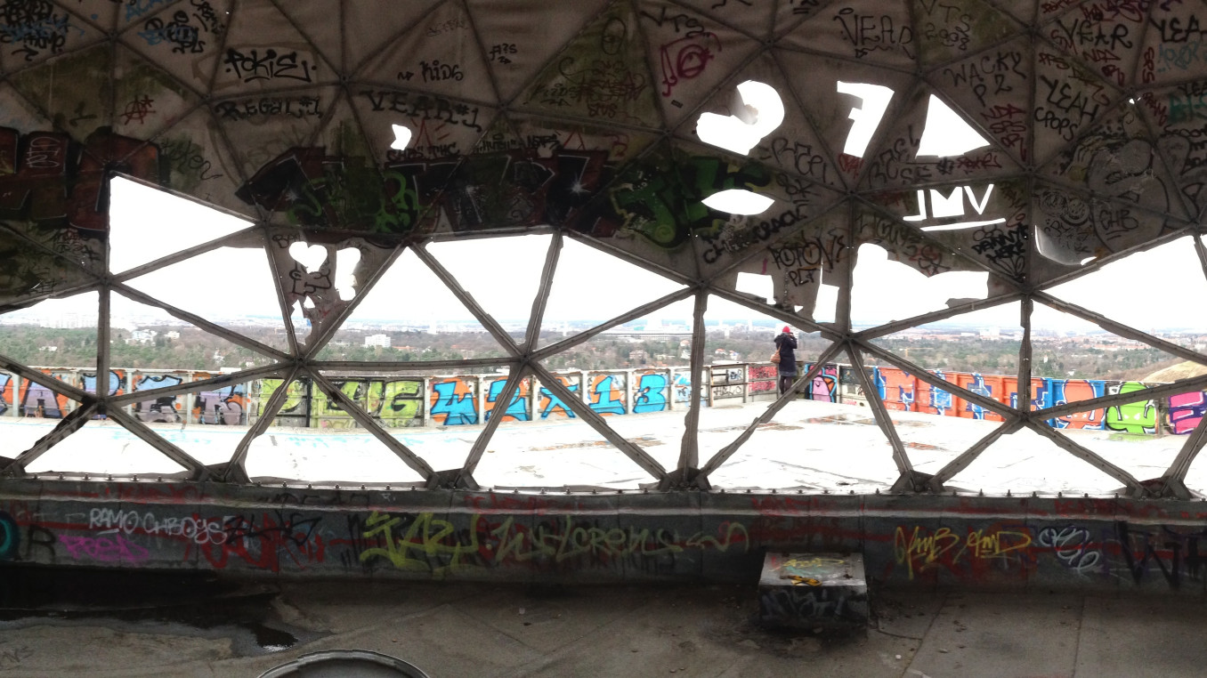 View from Teufelsberg through the Radom cover with the City of Berlin in the background