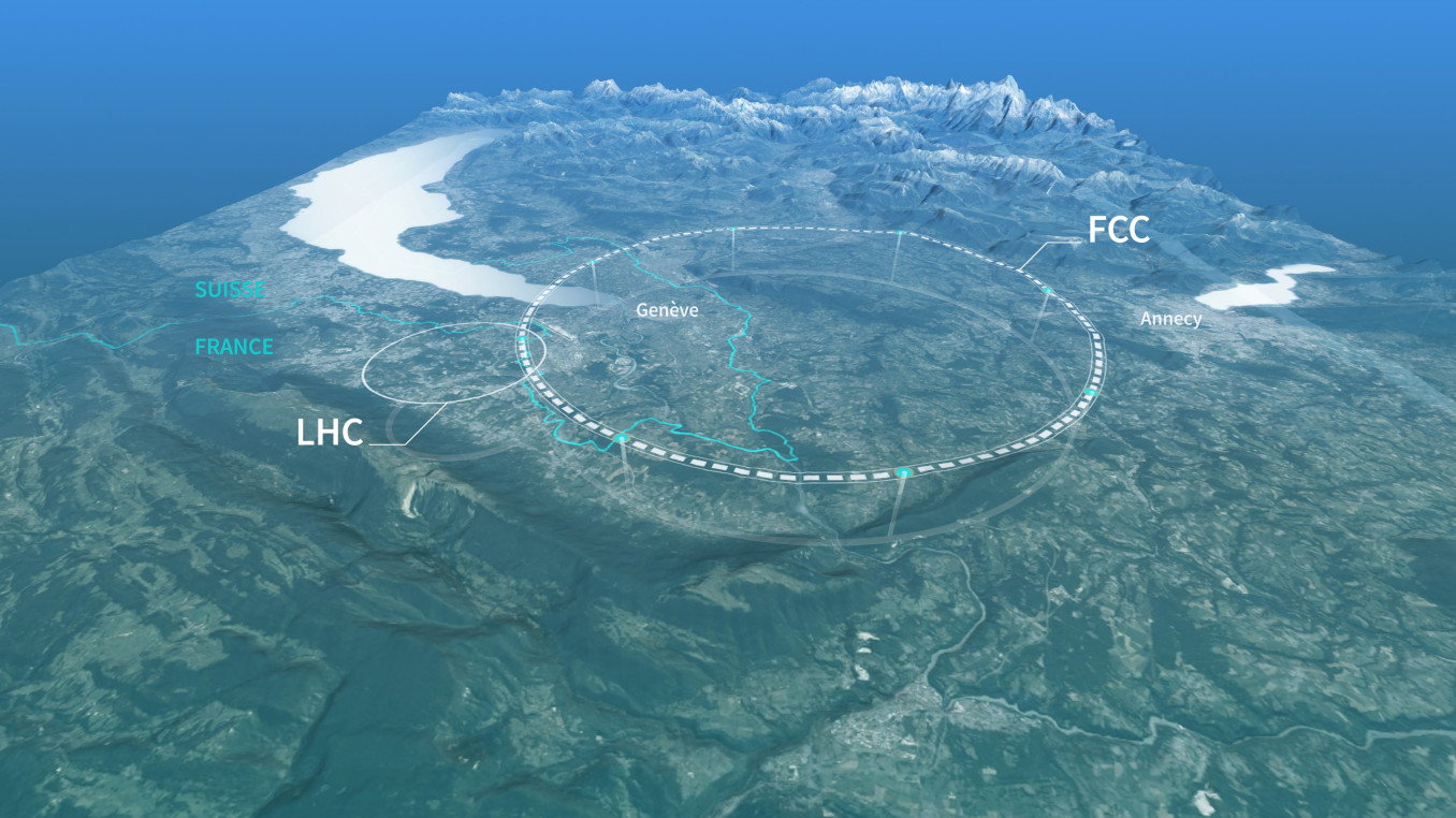 A schematic map showing a possible location for the Future Circular Collider (Image: CERN)