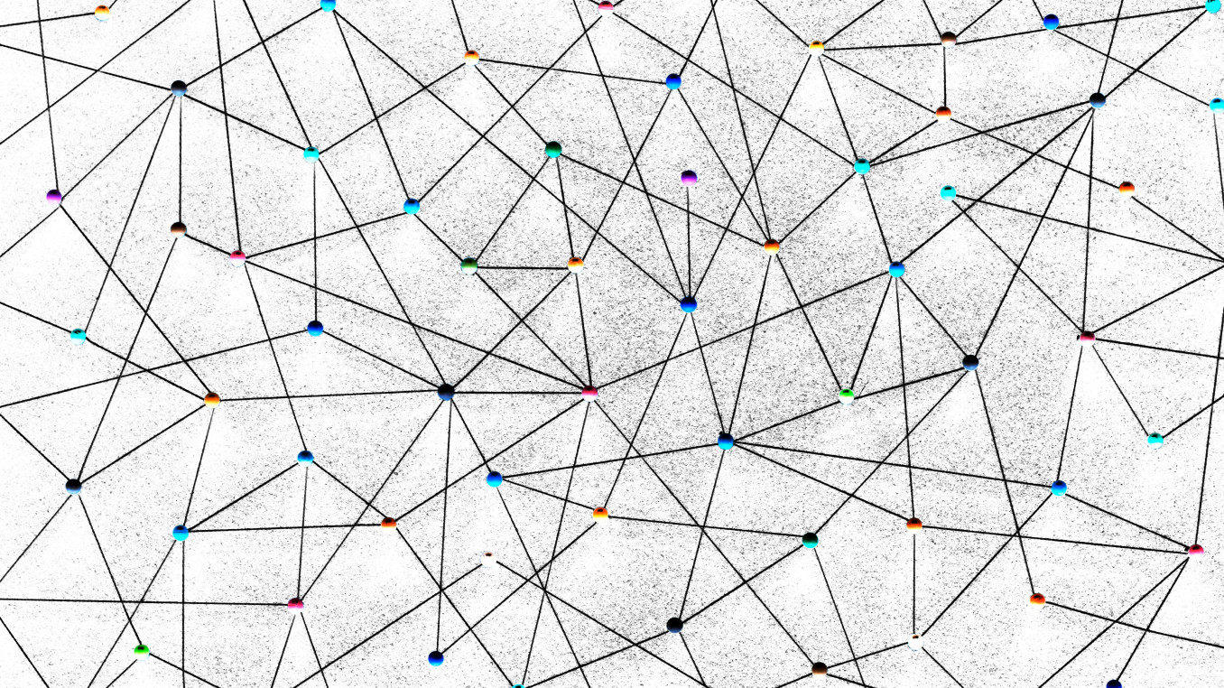 A white background with interconnected black lines