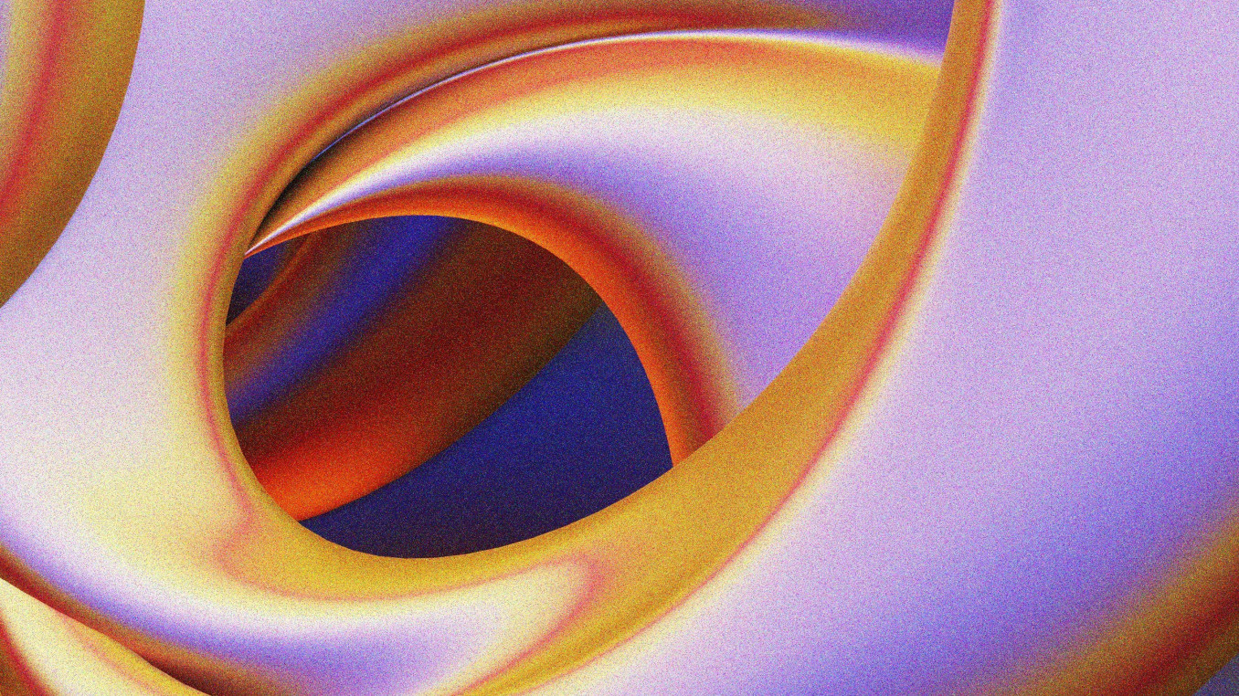 Abstract chrome and pink shapes