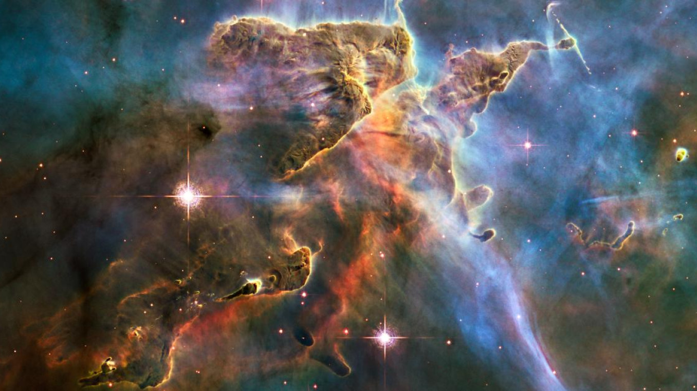 Aufnahme Weltraumteleskop von Nebel mit Sternenentstehungsgebiet