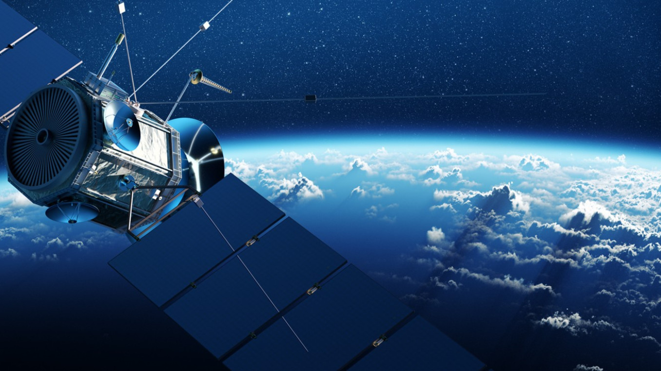 Ein Satellit über der Erde symbolisiert die zunehmende Bedeutung von Raumfahrttechnologien für unsere vernetzte Welt. Der Blick aus dem All steht zugleich für Innovation, neue Perspektiven und grenzüberschreitende Zusammenarbeit – zentrale Themen des deutsch-slowenischen Austauschs über die Zukunft der Space Tech.