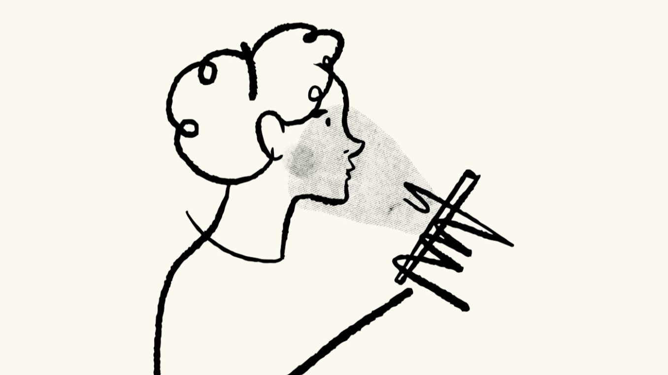 An illustration of a person looking at a smartphone
